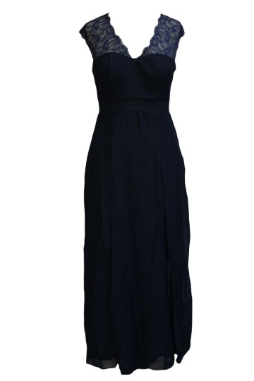 Dlouhé tmavě modré šaty s krajkovým vrškem Dlouhé tmavě modré šaty s krajkovým vrškem