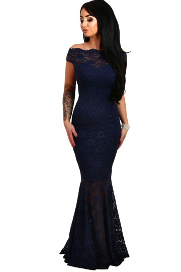 Tmavě modré večerní dlouhé šaty Tmavě modré večerní dlouhé šaty