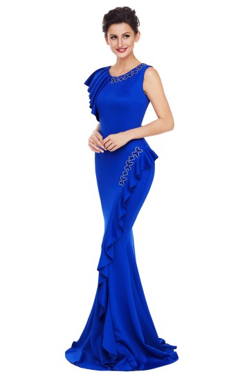 Modré společenské šaty s vlečkou Modré společenské šaty s vlečkou