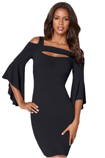 Černé přiléhavé šaty s volnými rukávy Černé přiléhavé šaty s volnými rukávy