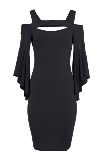Černé přiléhavé šaty s volnými rukávy Černé přiléhavé šaty s volnými rukávy