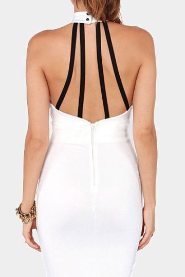 Bílé midi šaty s odhaleným bříškem Olga Bílé midi šaty s odhaleným bříškem Olga