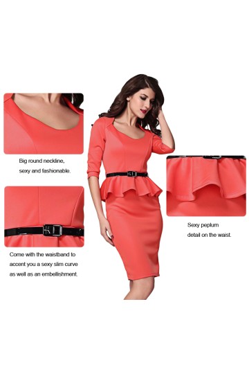 Červené peplum midi šaty Brita Červené peplum midi šaty Brita