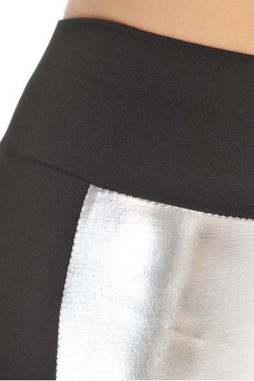 Levné stříbrné a černé dámské legíny