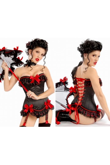 Sexy korzet červenočerný s mašličkami Sexy korzet červenočerný s mašličkami