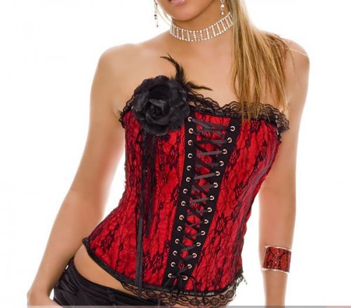 Elegantní sexy korzet s kytičkou červený