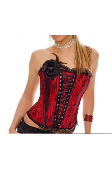 Elegantní sexy korzet s kytičkou červený