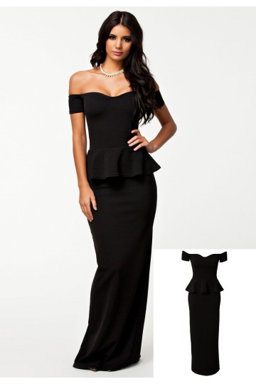 Levné černé společenské šaty peplum