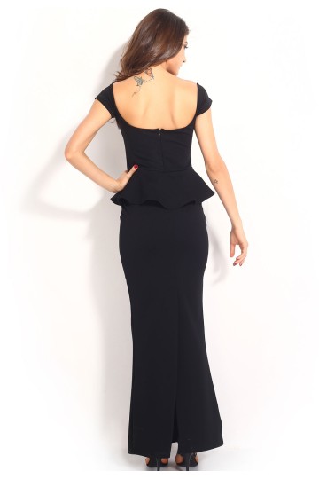 Levné černé společenské šaty peplum