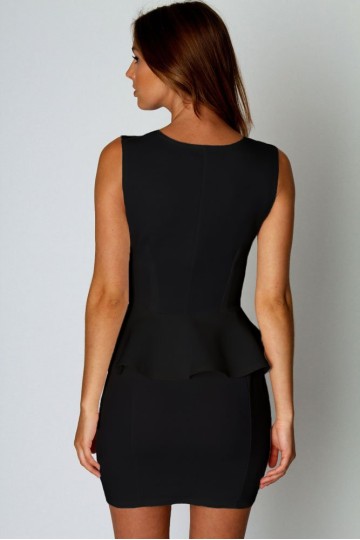 Levné černé párty peplum šaty