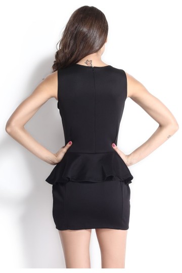 Levné černé párty peplum šaty