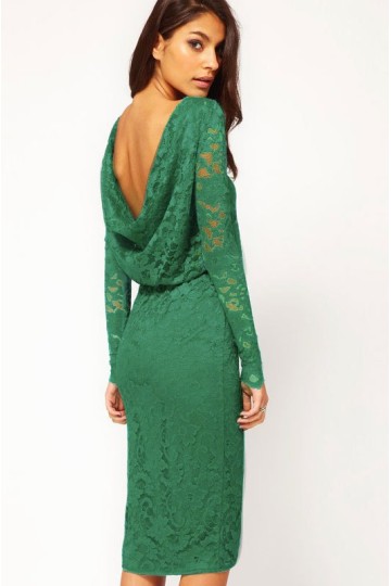 Zelené krajkové midi šaty
