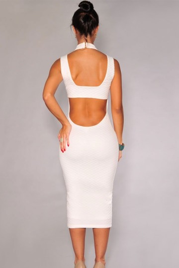 Levné bílé sexy koktejlové šaty Lucinda