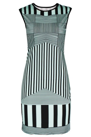 Proužkované krátké letní šaty bez rukávů Proužkované krátké letní šaty bez rukávů