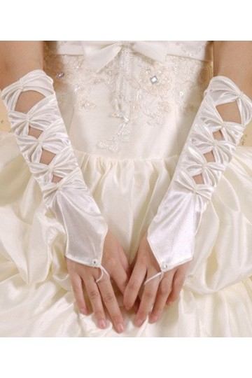 Levné bílé saténové rukavice