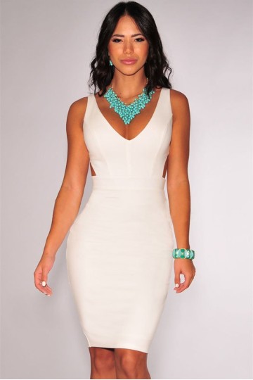 Dámské bílé sexy midi šaty Dámské bílé sexy midi šaty