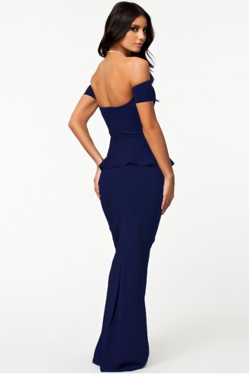 Modré peplum dlouhé šaty Modré peplum dlouhé šaty