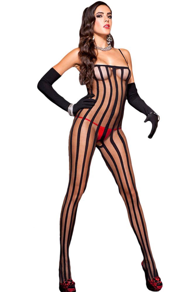 Pruhované sexy bodystocking