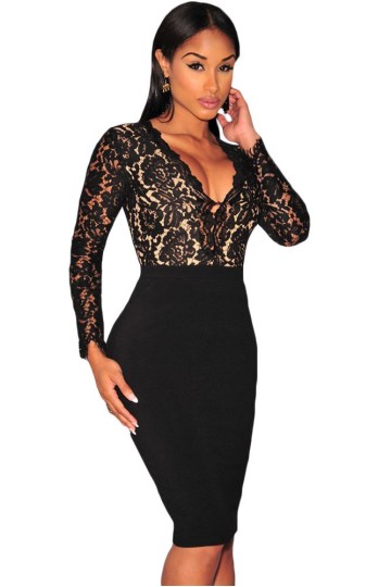 Krajkové šaty midi s rukávy