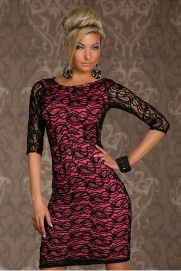 Krajkové černo růžové sexy šaty Krajkové černo růžové sexy šaty