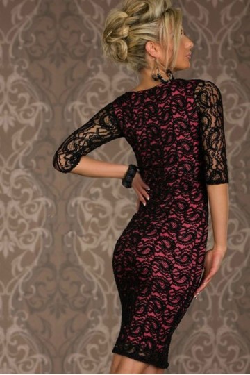 Krajkové černo růžové sexy šaty Krajkové černo růžové sexy šaty