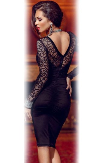 Midi černé krajkové šaty Elegant