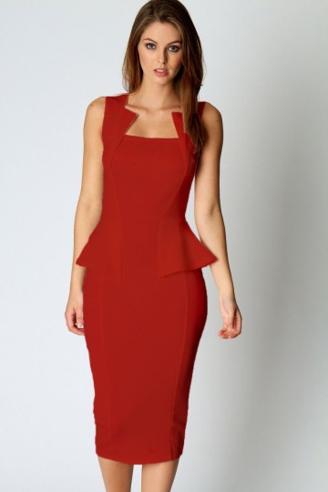 Červené midi šaty bez rukávů Rozaria