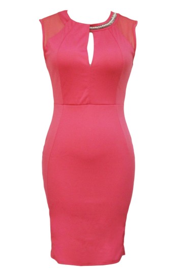 Levné růžové koktejlové letní šaty