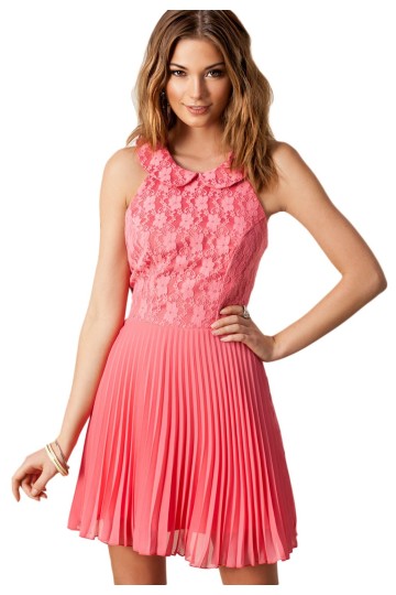 Levné růžové šifón šaty