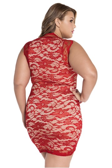 Červené levné krajkové šaty výprodej