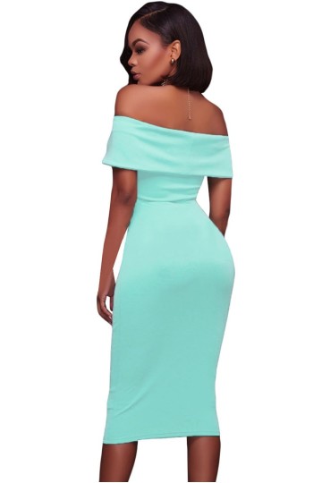 Azurové středně dlouhé šaty bez rukávů