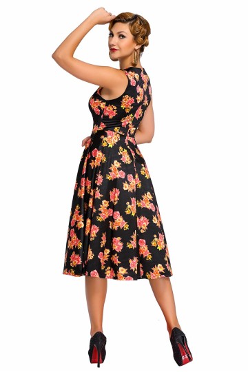 Černé květinové retro šaty Černé květinové retro šaty