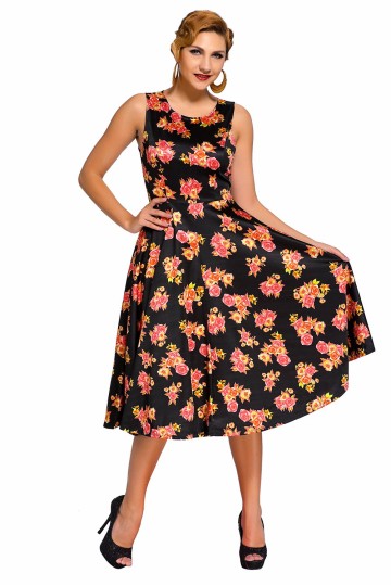 Černé květinové retro šaty Černé květinové retro šaty