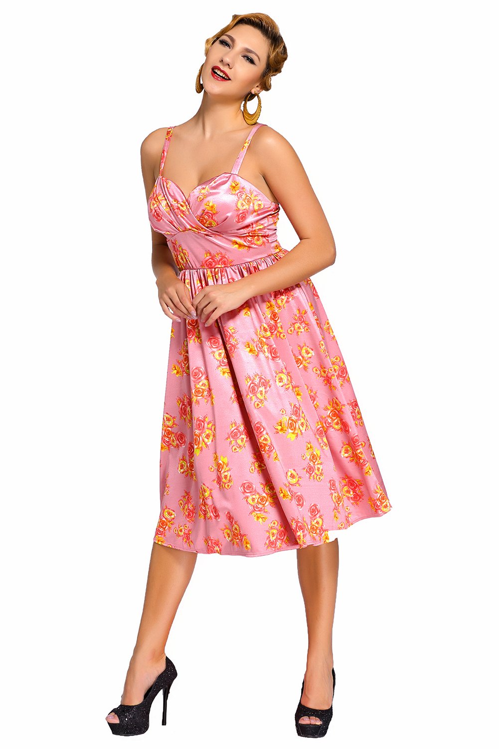 Růžové Pin-up retro šaty