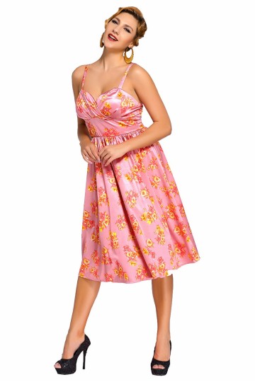 Růžové Pin-up retro šaty