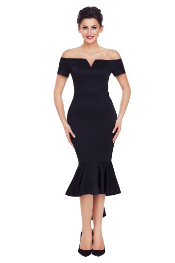 Černé pouzdrové midi šaty