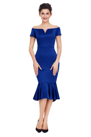 Modré pouzdrové midi šaty