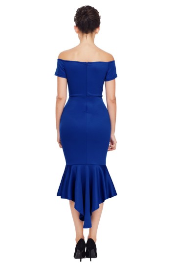 Modré pouzdrové midi šaty