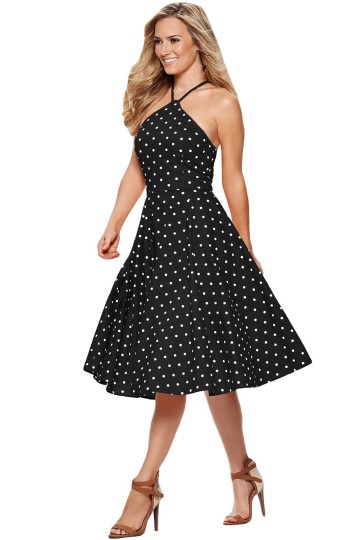 Retro šaty černobílé s puntíky