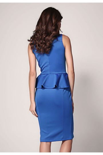 Modré midi šaty bez rukávů Rozaria