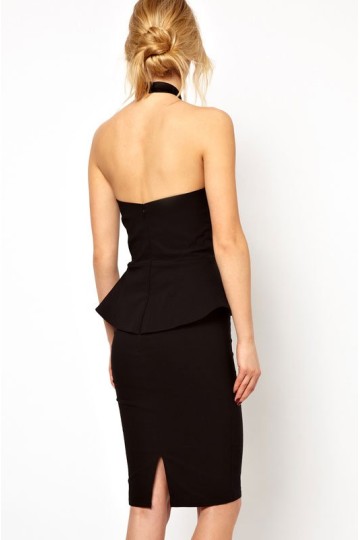 Levné peplum midi černé šaty Sonia Levné peplum midi černé šaty Sonia