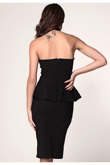 Levné peplum midi černé šaty Sonia Levné peplum midi černé šaty Sonia