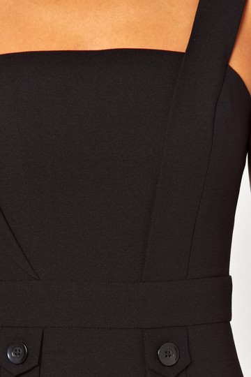 Černé midi šaty s ramínky bez rukávů Desirae Černé midi šaty s ramínky bez rukávů Desirae