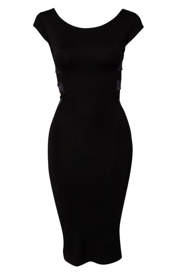 Černé midi levné šaty s překříženými zády